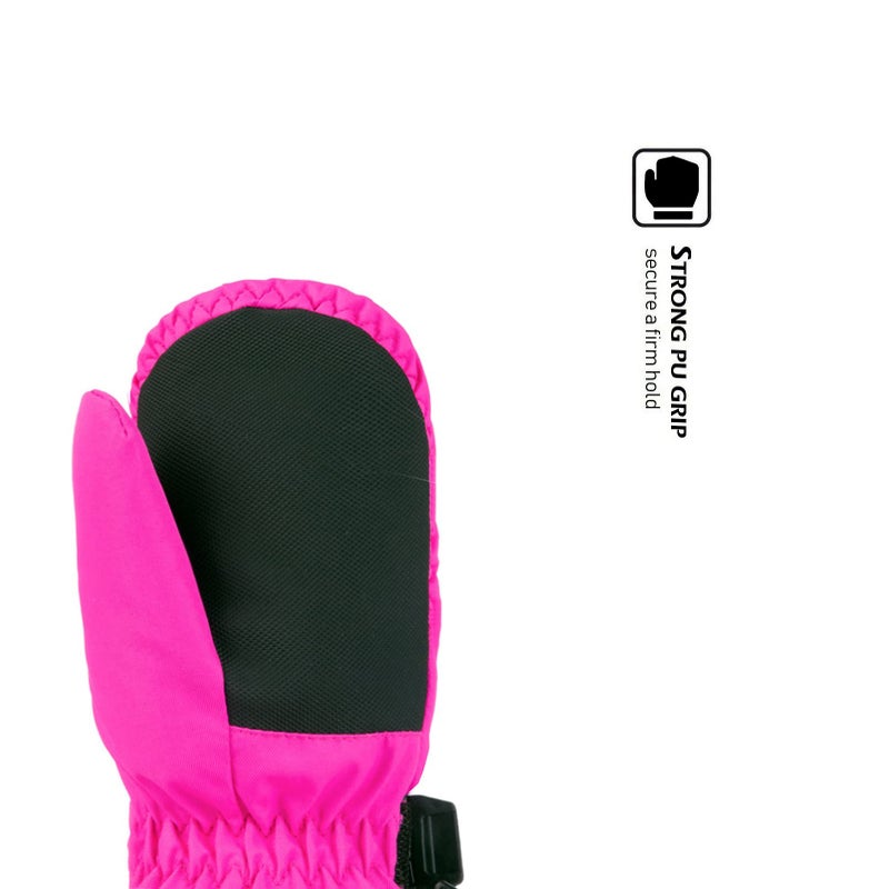 HIGHCAMP Kids Long Cuff Winter Snow Ski Mitten with Zipper Waterproof Gloves for Toddler Boys Girls-Rosa,XS (1-3 Y) - Image 3